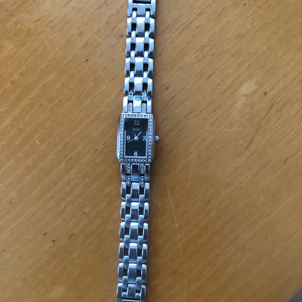 Bulova Silver Bracelet Watch With Black Face